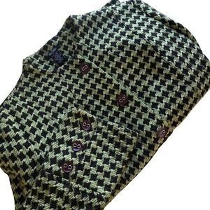 Bob Mackie Studio Womens Blazer Jacket Houndstooth Pattern Size 16